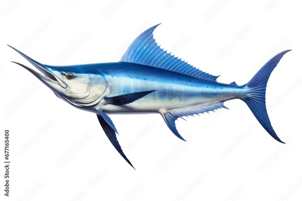 Blue Marlin Makaira Nigricans fish isolated on white background Blue Marlin Makaira Nigricans fish isolated on white background