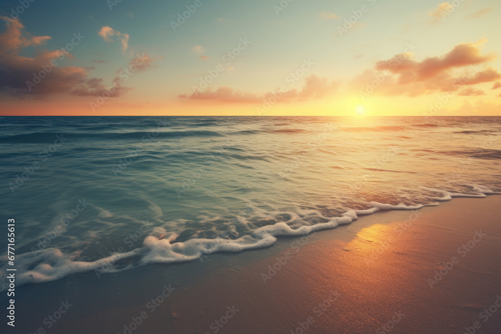 Fototapeta premium Beautiful sunset on the beach, seascape background