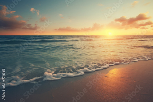 Beautiful sunset on the beach  seascape background