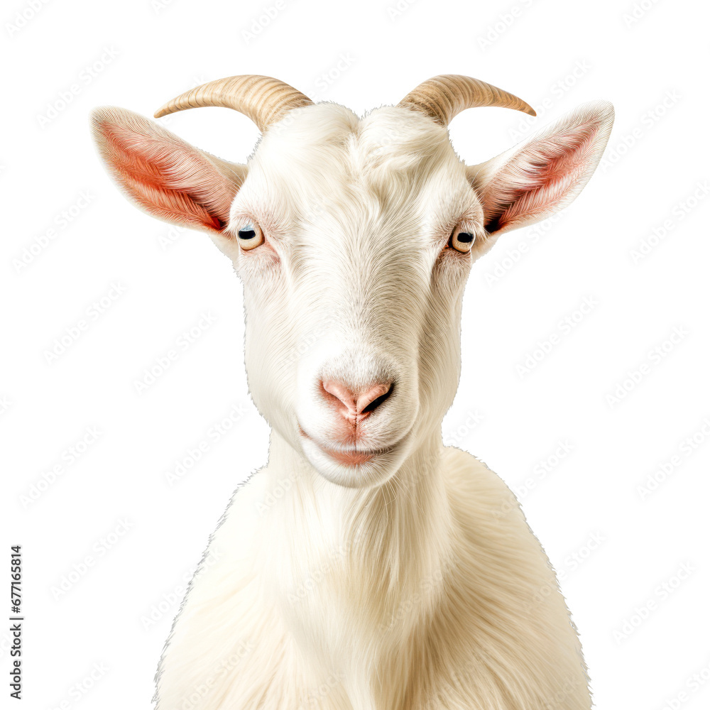 Close up of white goat isolated on background with clipping path. Close up of white goat isolated on background with clipping path.