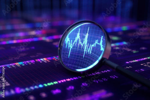 Wallpaper Mural Data analysis, search engine optimization or SEO. magnifier, charts, graphs. ultraviolet and neon screen. Torontodigital.ca