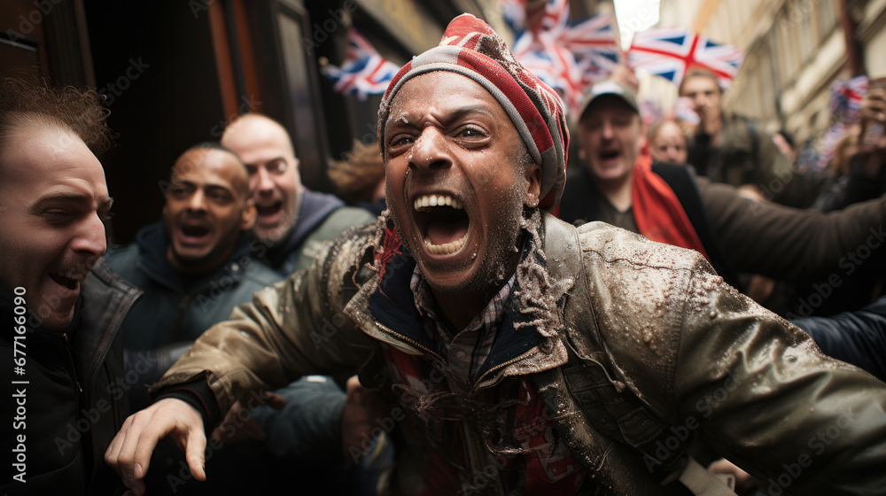 Fototapeta premium hooligans are screaming created with Generative AI technology