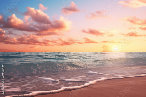 Beautiful sunset on the beach  seascape background