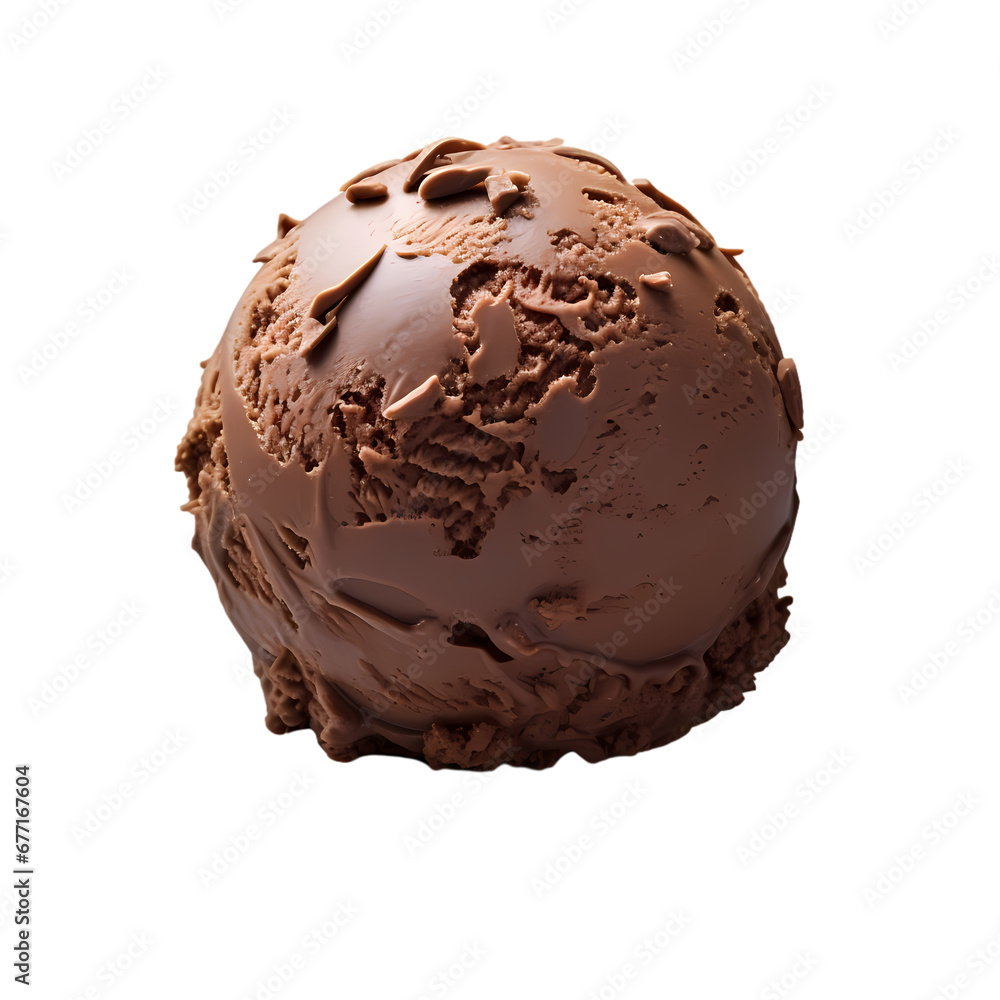 Chocolate ice cream balls on transparent background Chocolate ice cream balls on transparent background