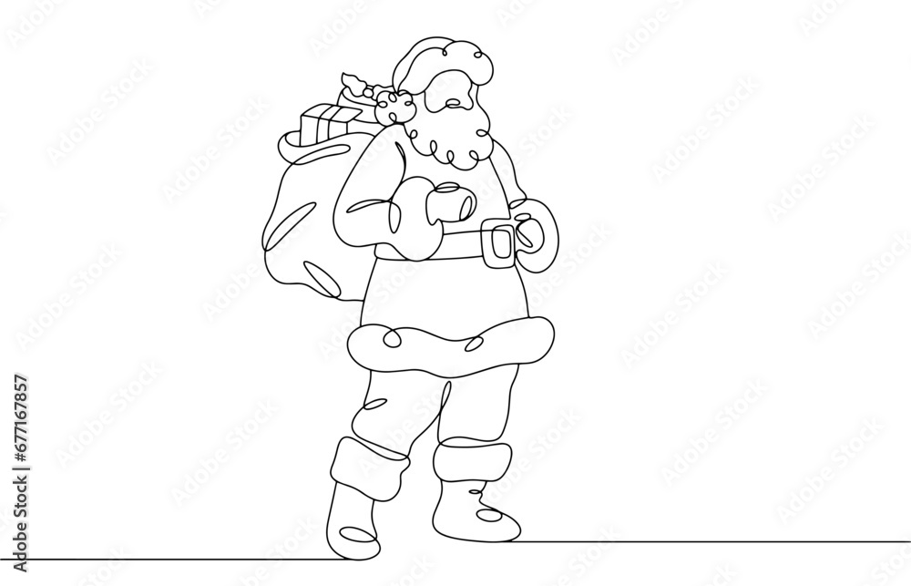 Santa Claus. New Year. One line Santa Claus. New Year. One line