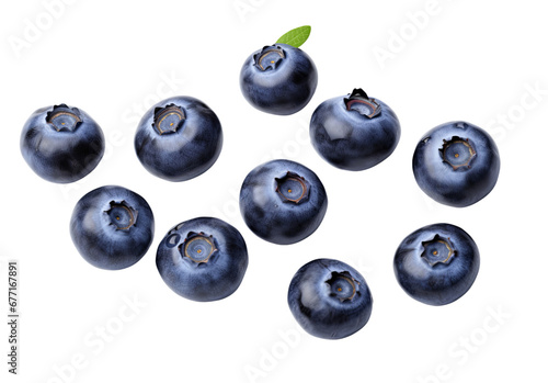 Group of fresh blueberries isolated on transparent background PNG