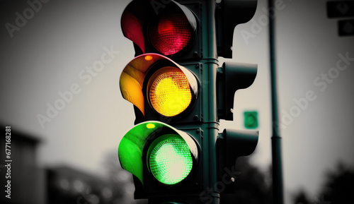 traffic light in vibrant colors created with Generative AI technology