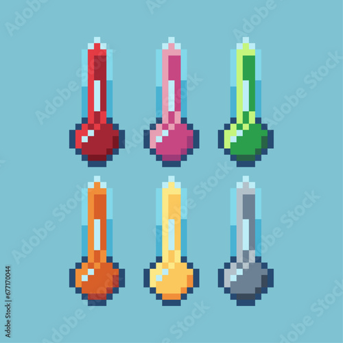  Pixel art sets of weather with variation color item asset. heat weather on pixelated style. 8bits perfect for game asset or design asset element for your game design asset