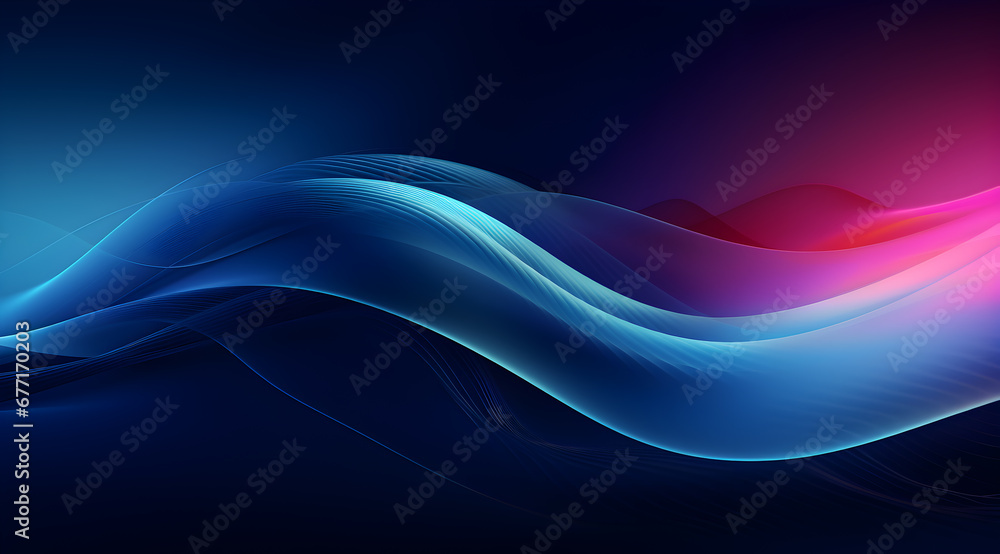 Abstract background with dynamic wavy lines on a dark background. Futuristic technology wallpaper.