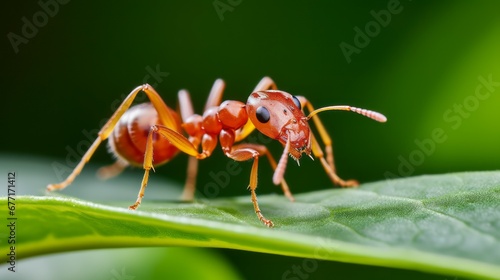 Solo Fire Ant Crawling on a Leaf