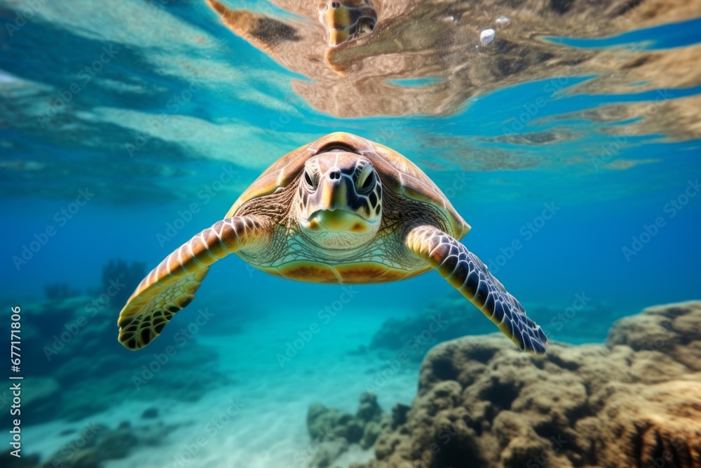 Obraz premium Turtle in the Deep ocean