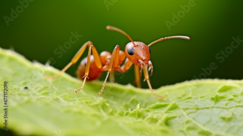 Solo Fire Ant Crawling on a Leaf