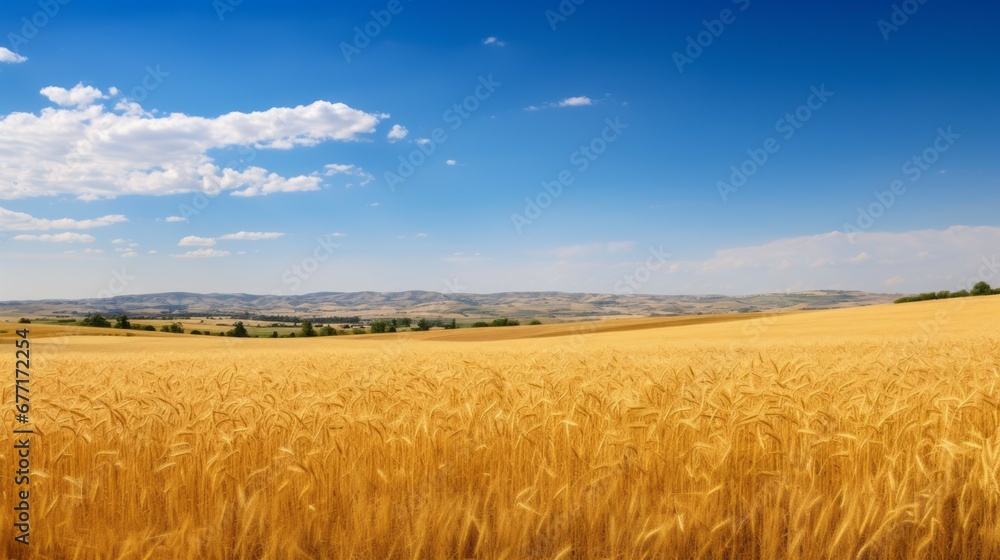 Rolling Fields of Ripened Golden Wheat