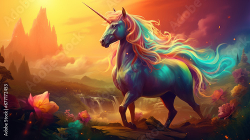Beautiful unicorn with rainbow hair © Andreas