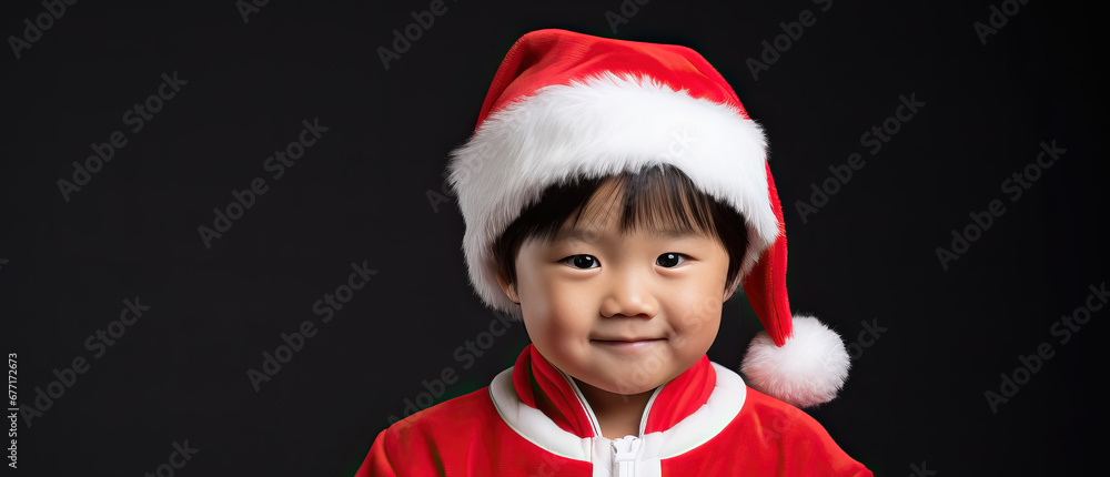 portrait of cute young asian boy dressed as Santa portrait of cute young asian boy dressed as Santa