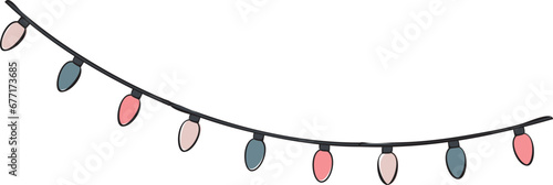 hand drawn sketch garlands with flags and light. christmas , wedding and party celebration