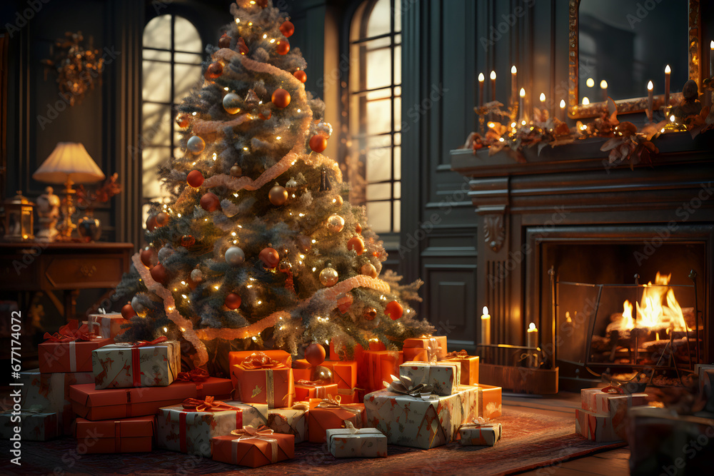 Fototapeta premium presents under the christmas tree