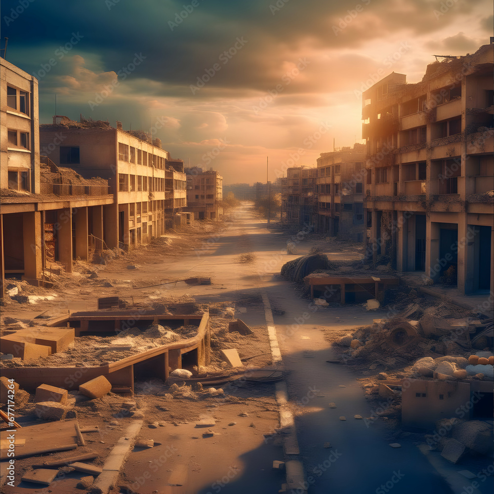 Fototapeta premium City after war