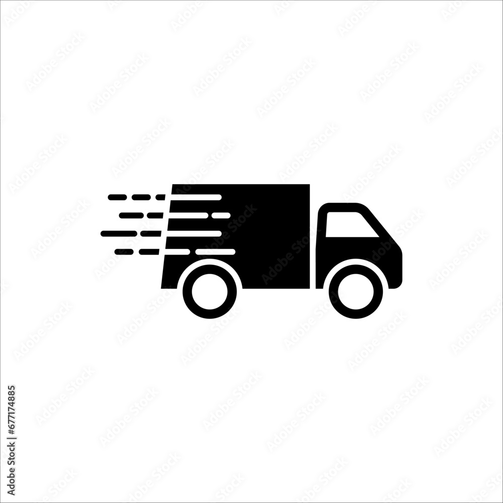 fast delivery truck icon, express delivery, quick move, line symbol on white background.