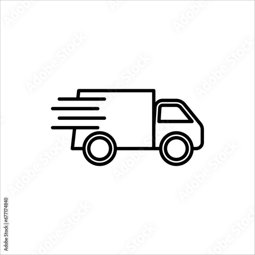 fast delivery truck icon, express delivery, quick move, line symbol on white background.