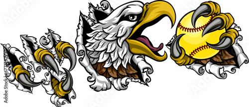 An eagle animal softball sports team cartoon mascot