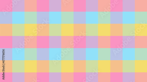 Blue pink and yellow plaid fabric texture as a background	