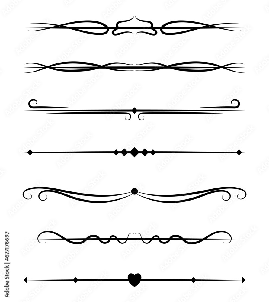Calligraphic ornamental divider collection