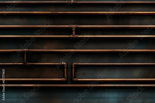 Backdrop with pipes in steampunk style. Background with selective focus and copy space