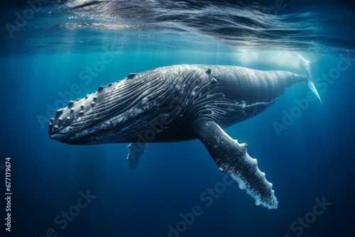 a large whale that is swimming in the ocean