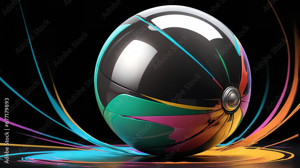 3d ball renders with trails and neon