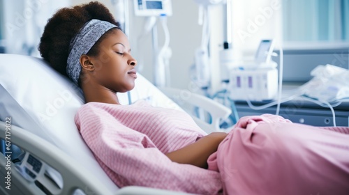 a pregnant woman in a hospital bed