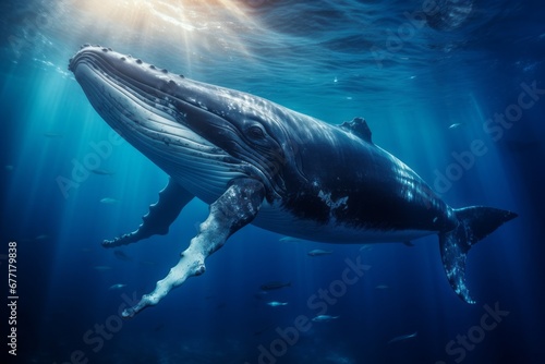 a large whale that is swimming in the ocean © Muh