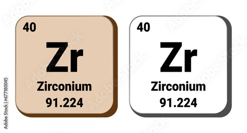 Zr, Zirconium element vector icon, periodic table element. Vector illustration EPS 10 File. Isolated on white background.
