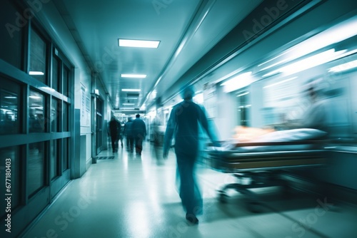 Motion blur in a hospital. Background with selective focus and copy space © top images