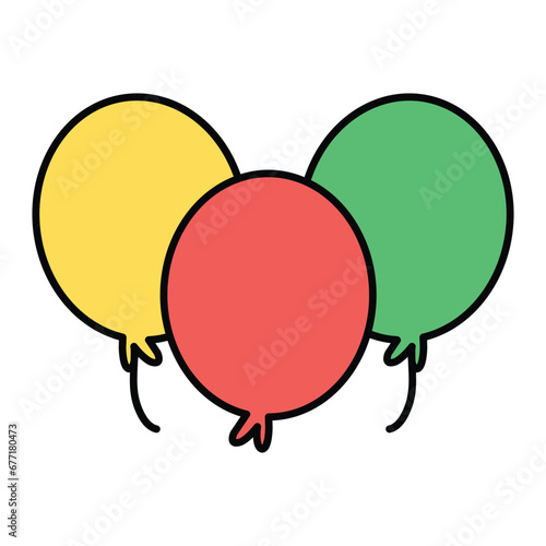Balloons Icon in Colored Outline Style