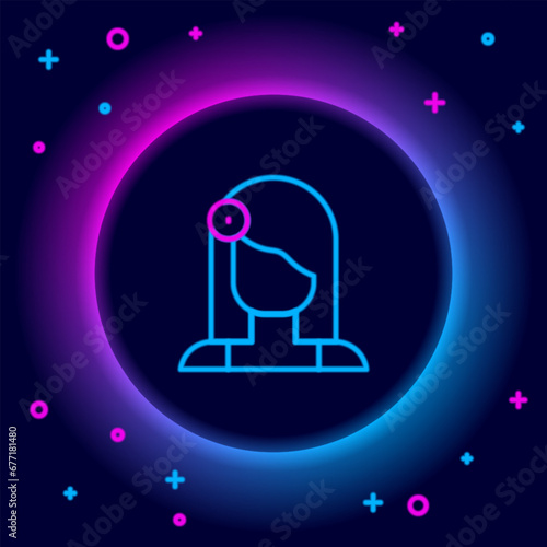 Glowing neon line Portrait of Spanish woman icon isolated on black background. Colorful outline concept. Vector