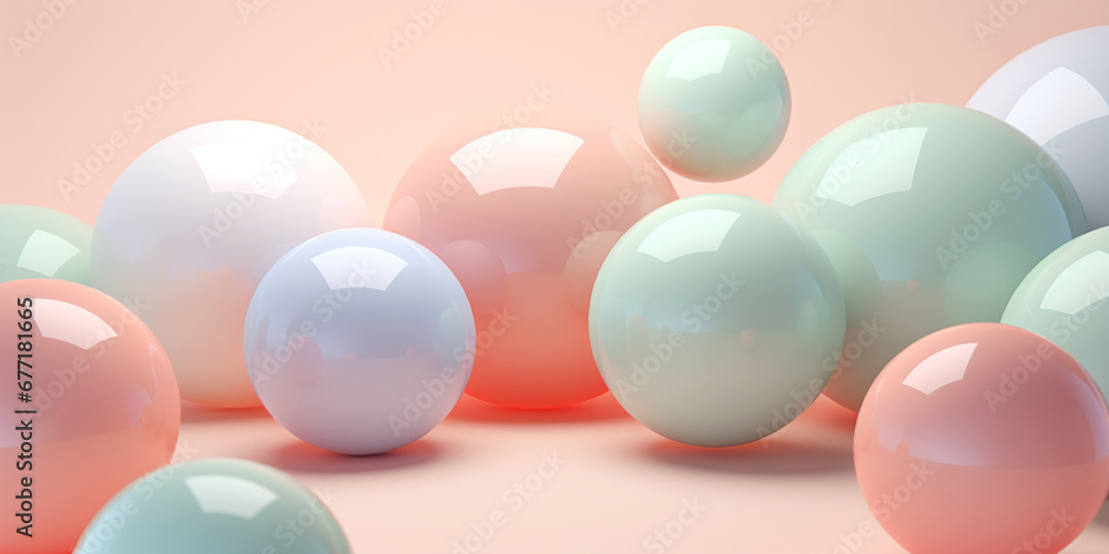Festive array floating spheres against a pink canvas. Festive array floating spheres against a pink canvas.
