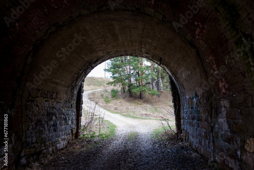 Exit from the old road tunnel under the railway embankment