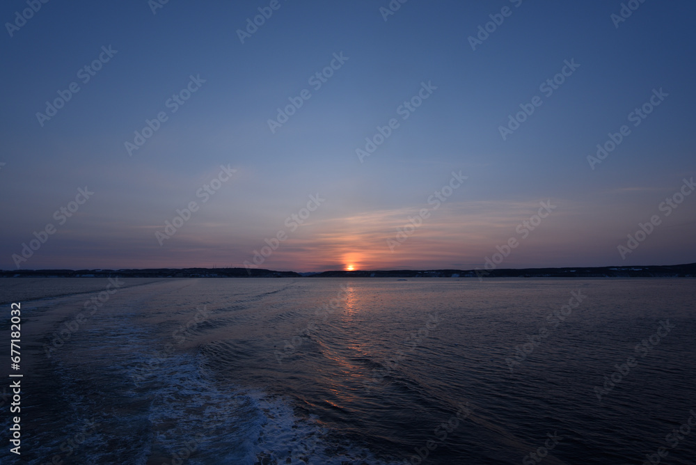 Sunset cruising on sea of Okhotsk