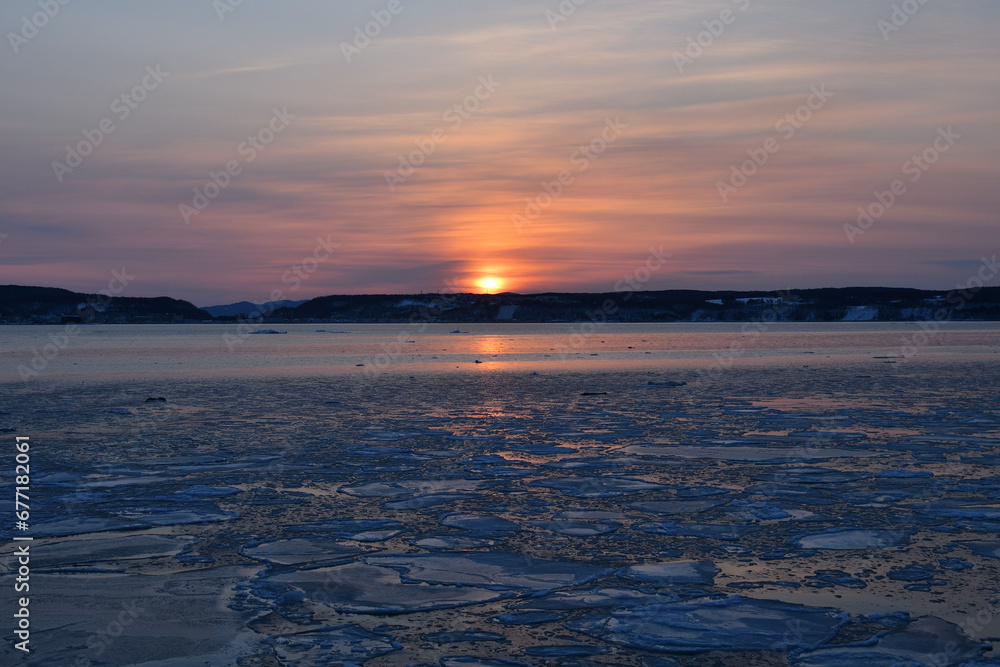 Sunset cruising on sea of Okhotsk Sunset cruising on sea of Okhotsk