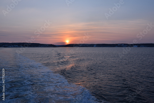 Sunset cruising on sea of Okhotsk