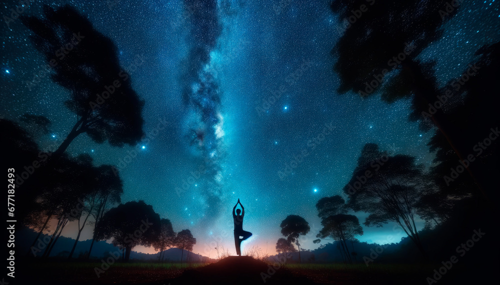 Starry Zen - Yoga under Stars.Celestial Yoga - Starry Sky Alignment.Align with the universe through yoga under a star-filled sky.