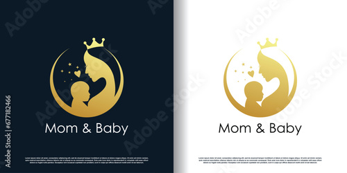 Mom baby logo design vector with creative concept