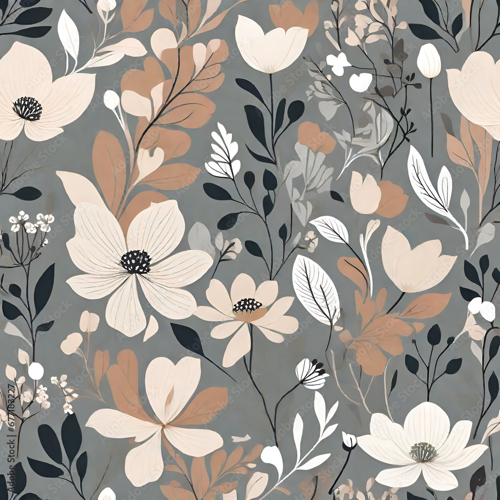 Scandinavian Floral Pattern, generative ai Scandinavian Floral Pattern, generative ai