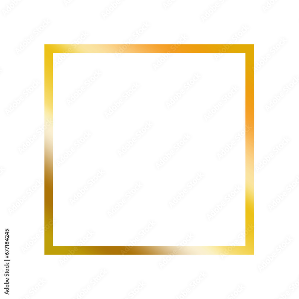 Golden shiny frame in PNG format design template