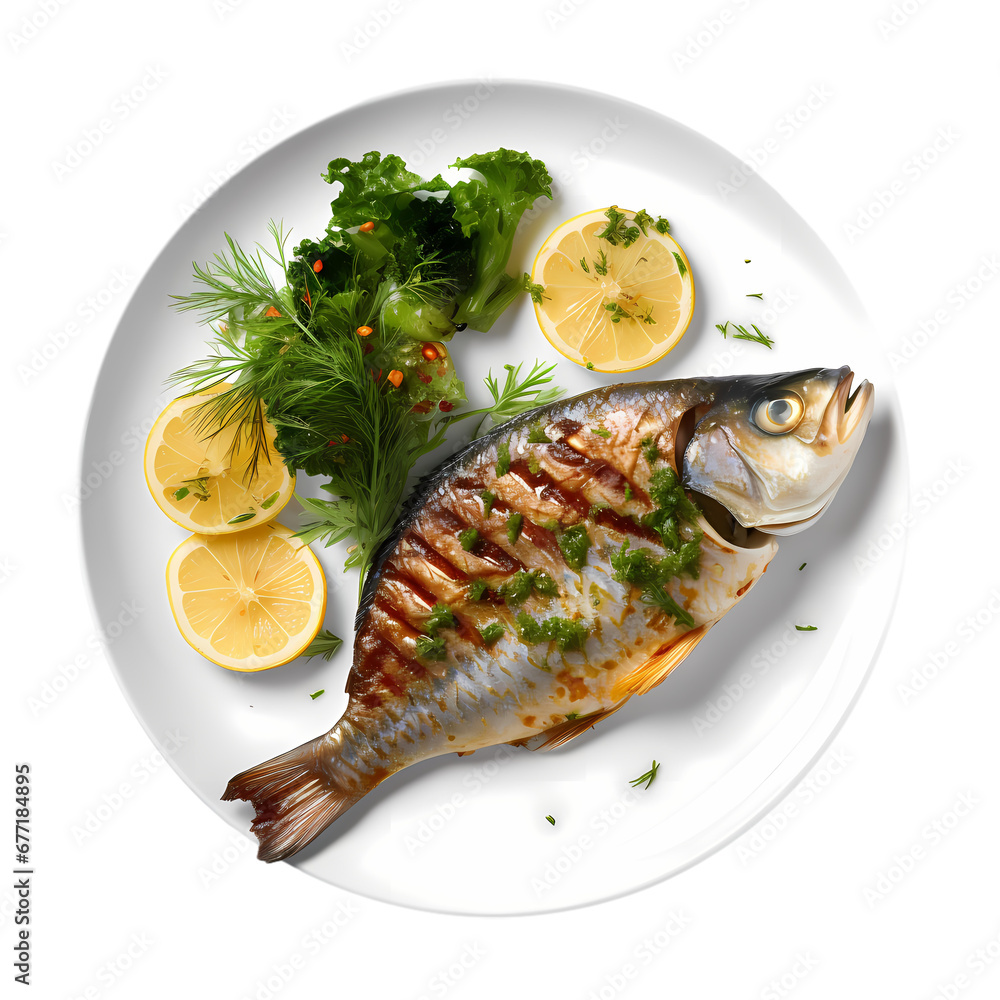 Grilled fish on transparent background Grilled fish on transparent background