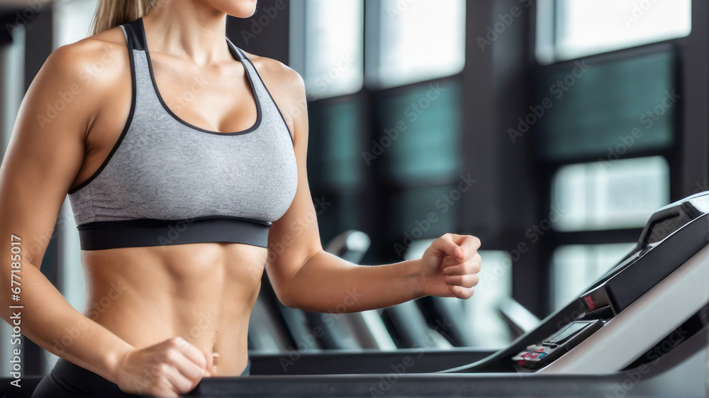 Beautiful woman who is working out at the gym, running on the treadmill, dumbbells, and doing fitness exercises. have a good body and good health. healthy Health and muscle care concept. Beautiful woman who is working out at the gym, running on the treadmill, dumbbells, and doing fitness exercises. have a good body and good health. healthy Health and muscle care concept.