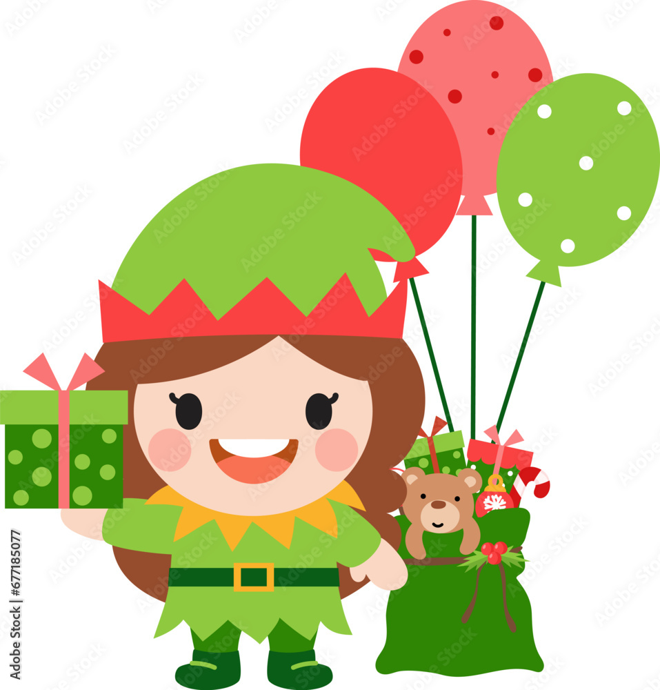 Obraz premium Elf clipart, Merry Christmas and happy new year