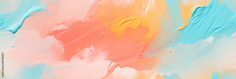delicate pastel background with watercolor seamless pattern of multicolored brush