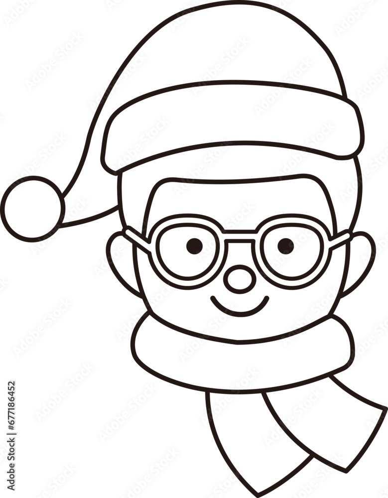 boy wearing santa hat outline boy wearing santa hat outline